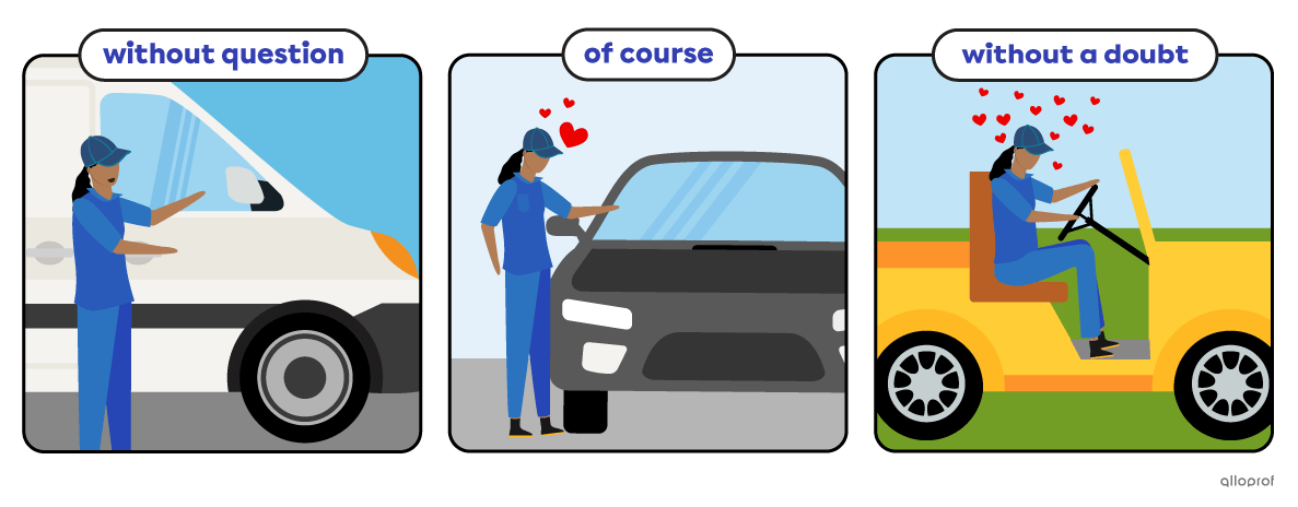 Woman in front of a van, a sedan and a 4x4.