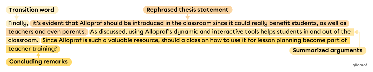 Example of an argumentative conclusion.