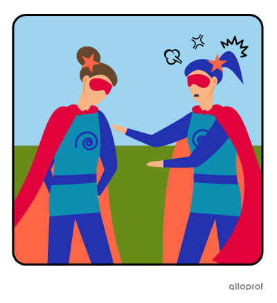 Two superheros have the same costume.