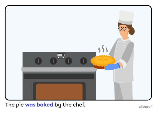 A hot pie coming out of the oven.