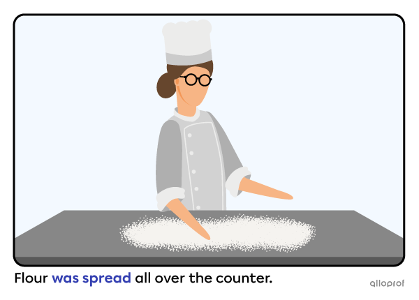 A kitchen counter covered in flour.