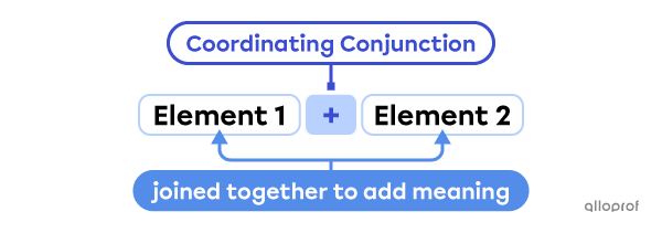 Coordinating conjunction joining two elements.