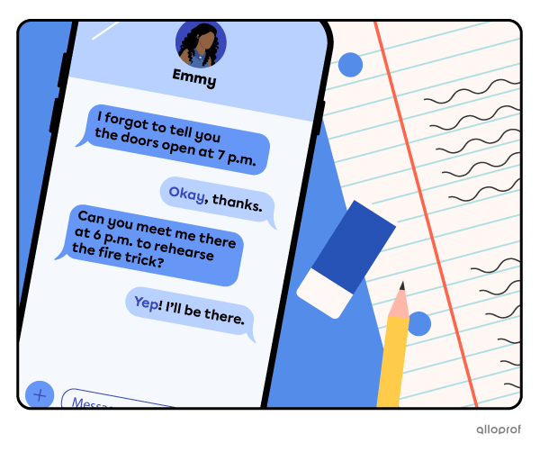 Text messages between a magician and his assistant.