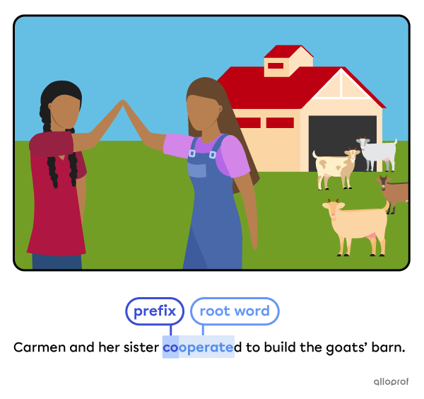 Two sisters building a barn.