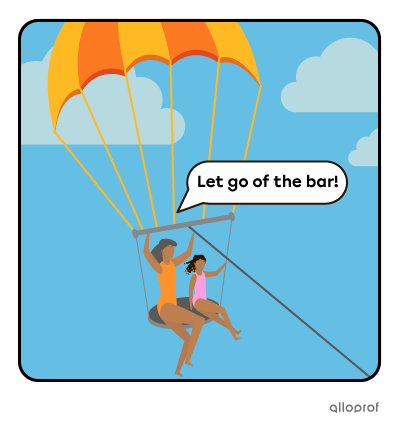 Two people parasailing.