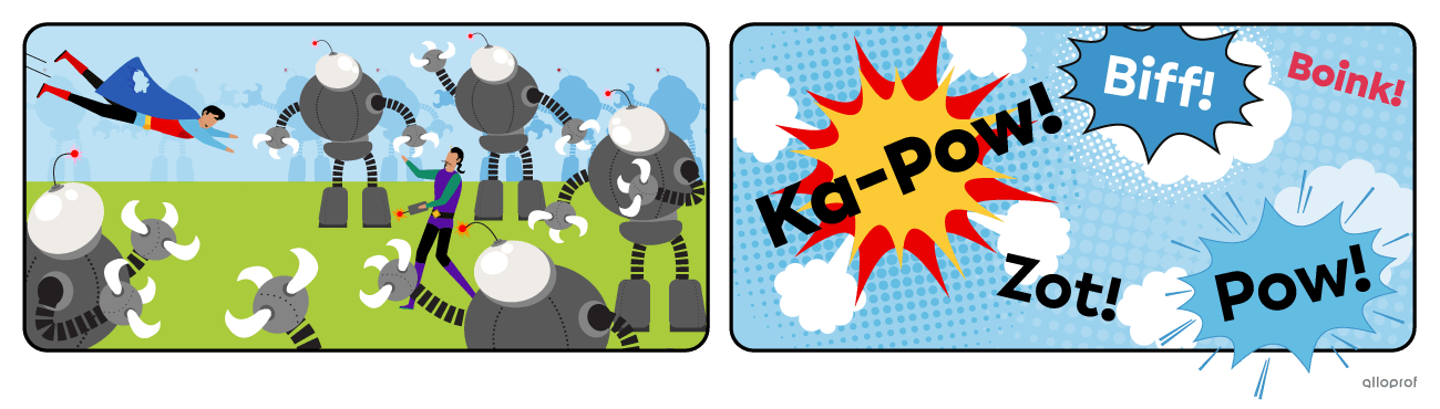 A superhero finds and fights a bad guy with a remote controlled giant robot army.