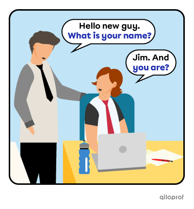 An employee asking another employee his name.