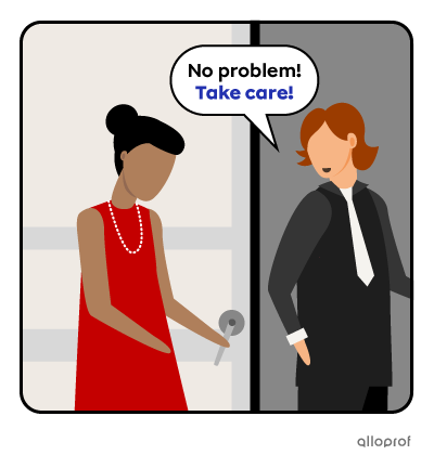 A guy and a girl standing in front of a door, saying good night.