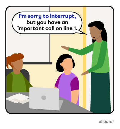 A person interrupting a presentation during a staff meeting.