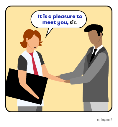 A guy introducing himself at an interview.