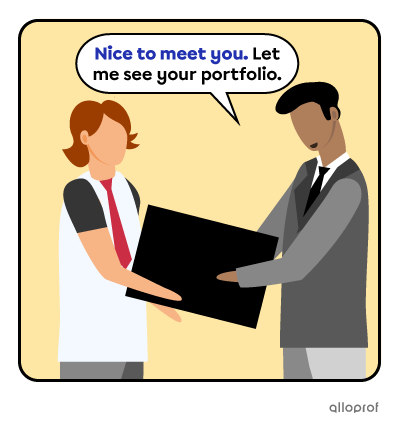 A person introducing himself at an interview.