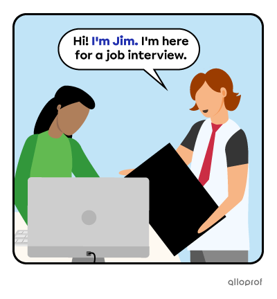 A guy introducing himself when coming in for a job interview.