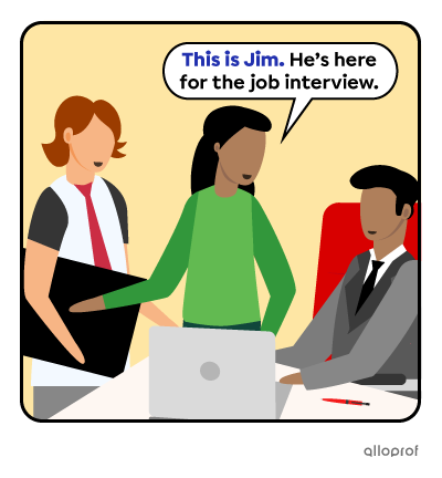 A woman introducing someone coming in for a job interview.