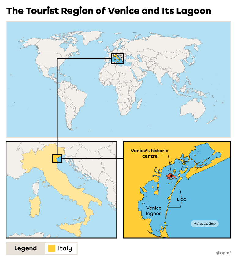 Map showing Venice and its lagoon.