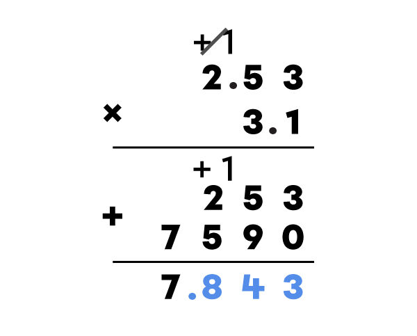 Example of multiplying decimal numbers - 4