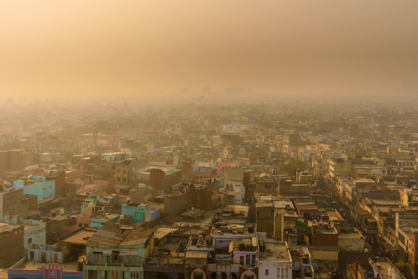 Photographie de pollution de l’air à New Delhi.