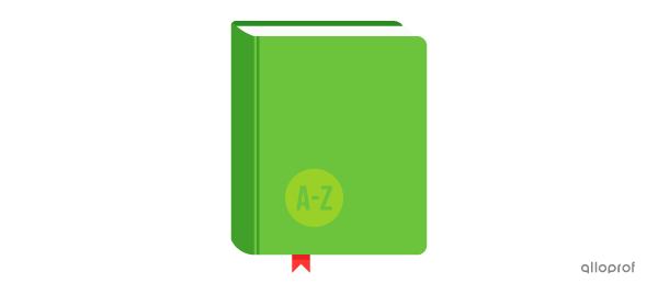 Pictogramme représentant un dictionnaire.