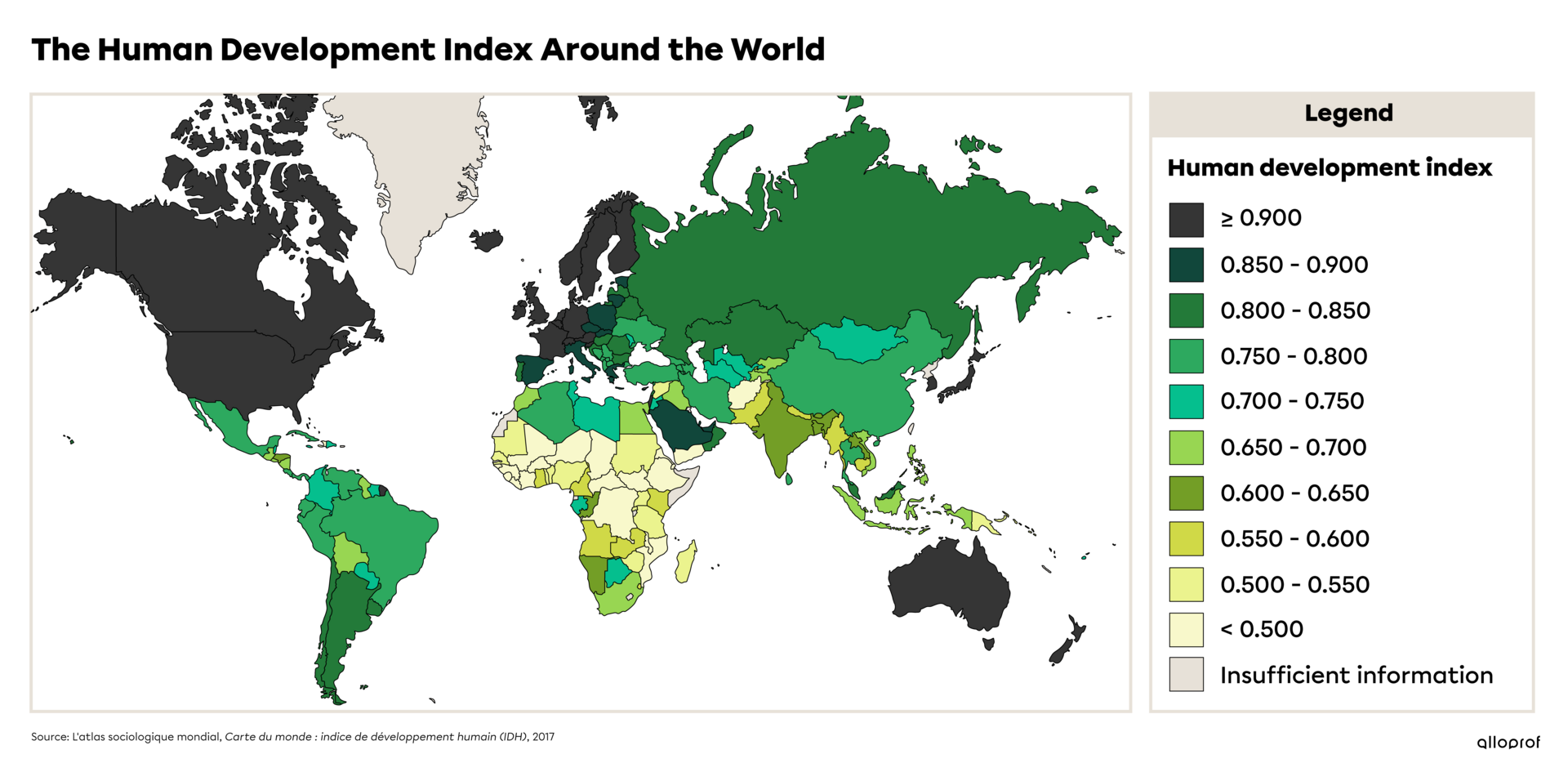 The Human Development Index around the world.