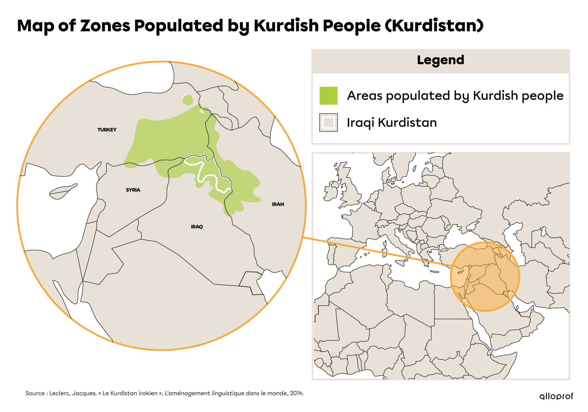 Map of Kurdish populated areas. 