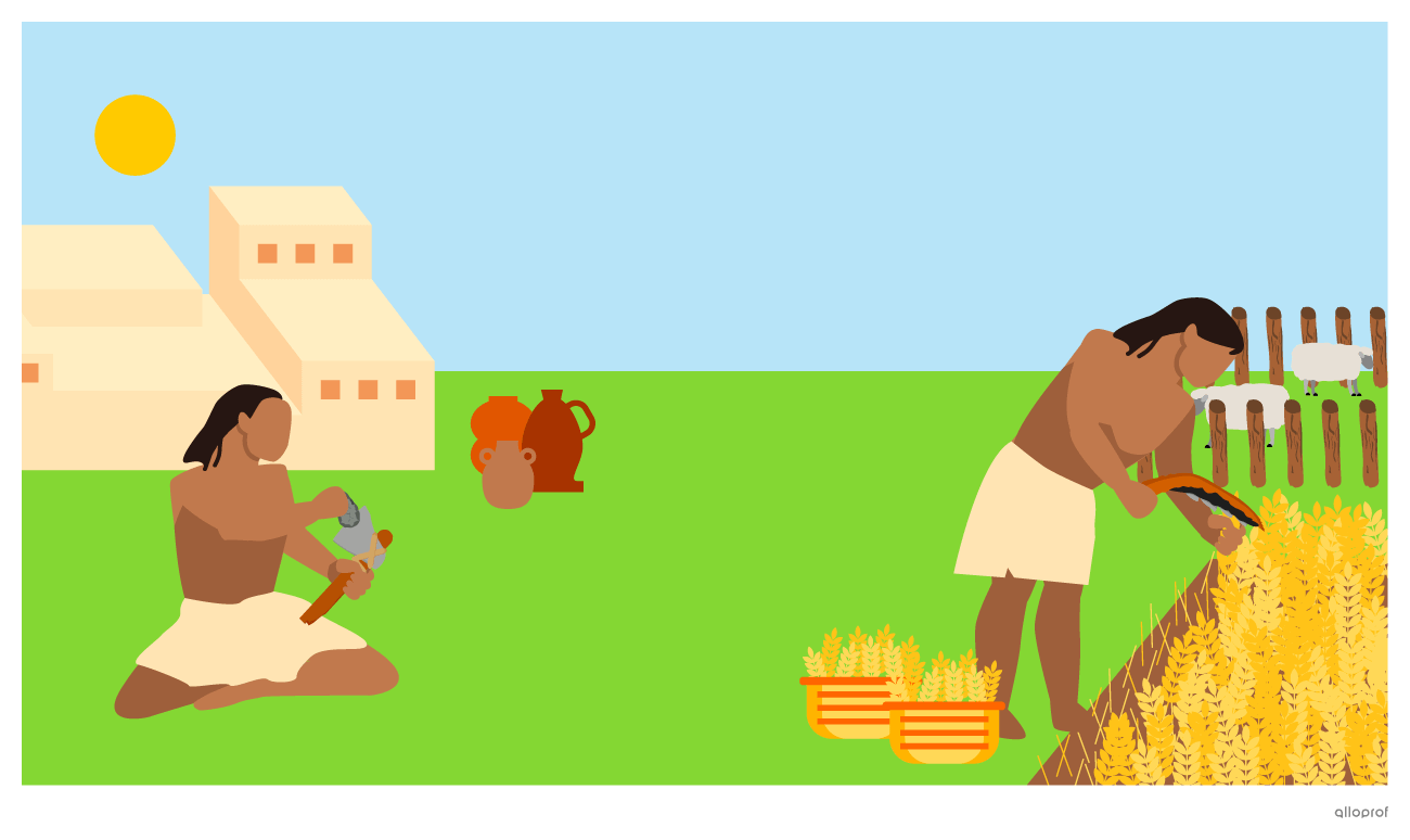 Représentation du village de Çatal Höyük.