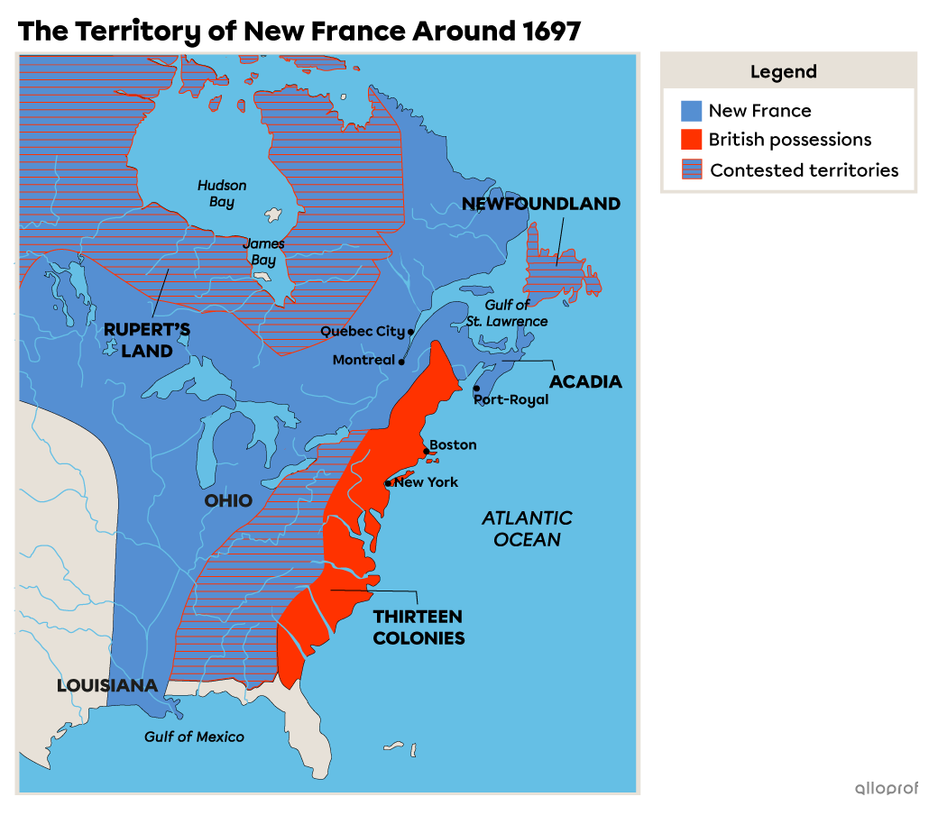 Map of the territory of New France in 1697.