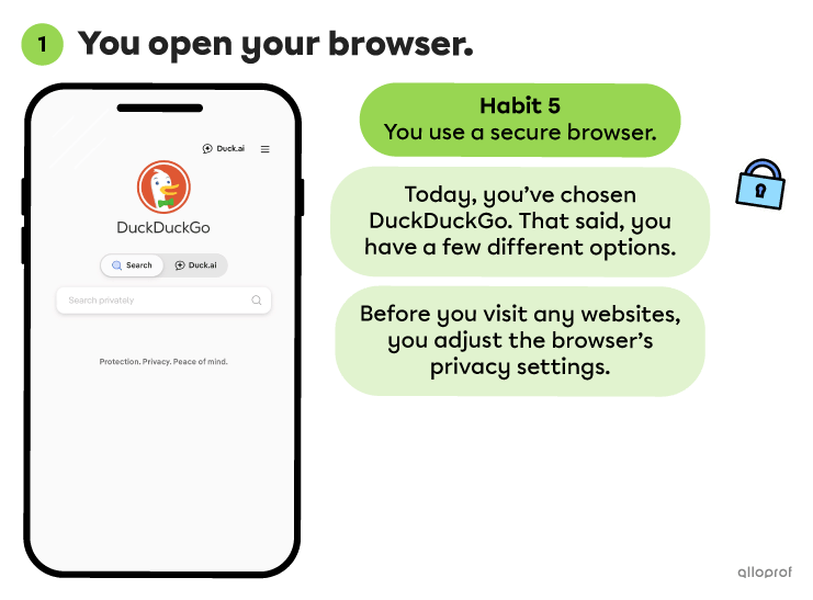 Want to study for your exams with the help of AI? Apply your good privacy habits! Use a secure browser, choose a secure AI platform, don’t make unnecessary accounts, adjust your privacy settings, and only share essential information when writing your prompt.