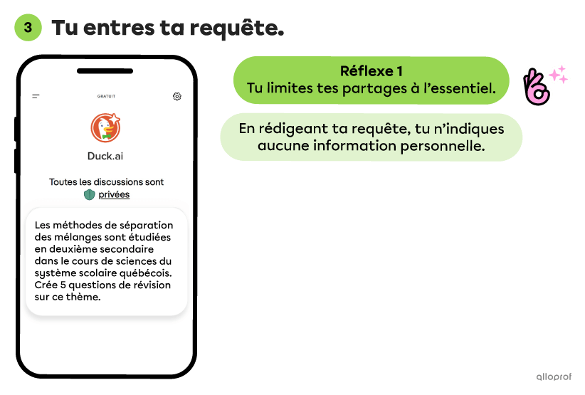 Tu souhaites réviser tes examens à l’aide de l’IA? Applique les bons réflexes! Privilégie un navigateur sécurisé, sélectionne une plateforme d’IA sécurisée, ne t’inscris pas inutilement, ajuste les paramètres de confidentialité et limite tes partages à l’essentiel lorsque tu rédiges ta requête.