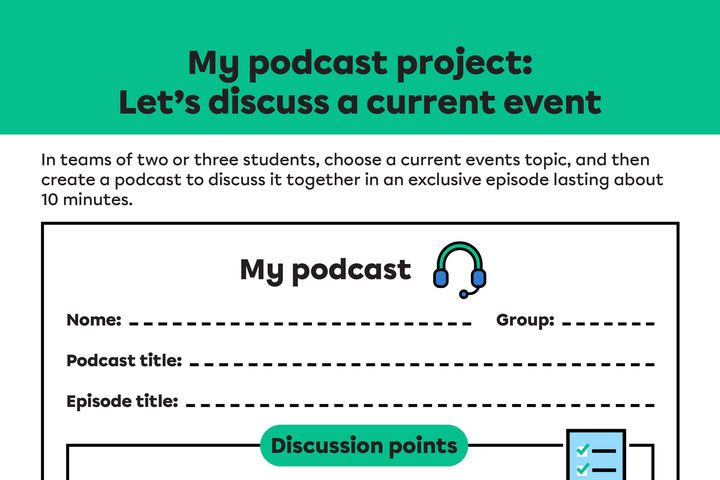 Top part of the learning activity My podcast project