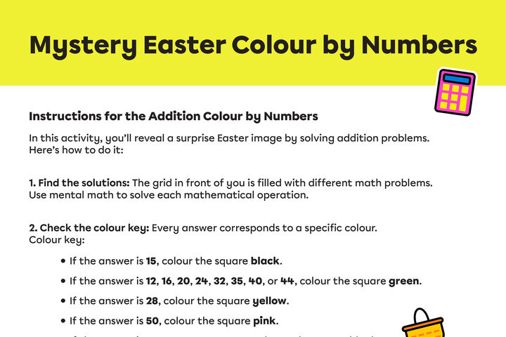 Mystery Easter Colour by Numbers.