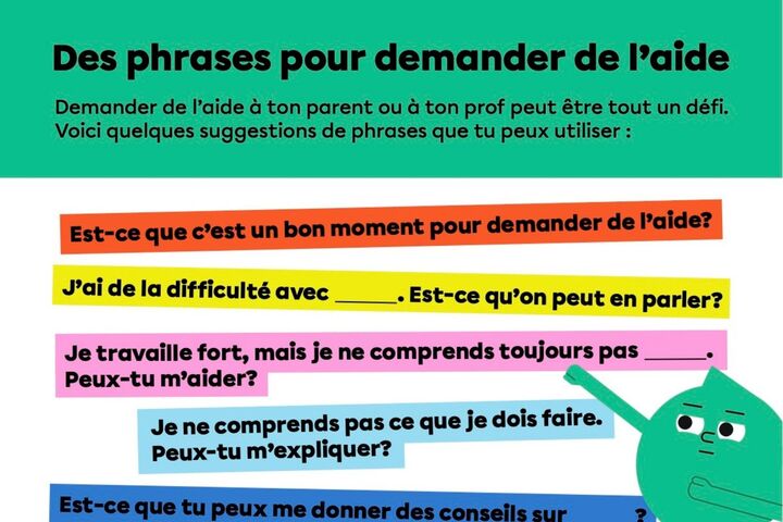 Suggestions de phrases pour apprendre à demander de l’aide