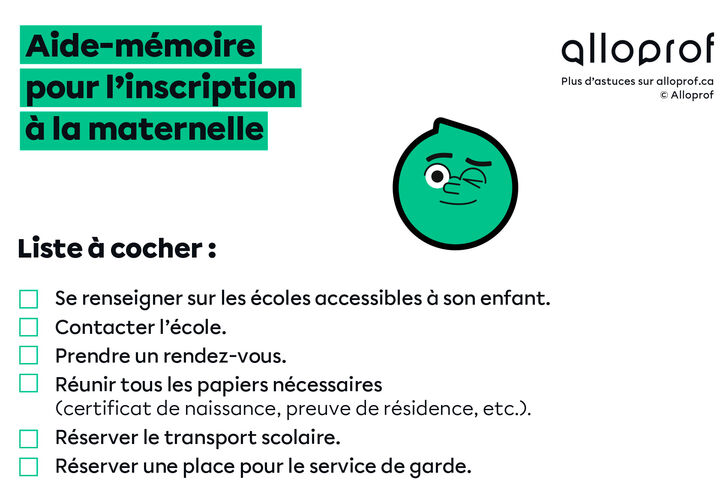 Aide-mémoire pour l’inscription à la maternelle