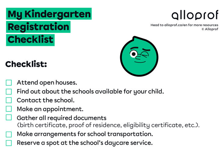 My Kindergarten Registration Checklist