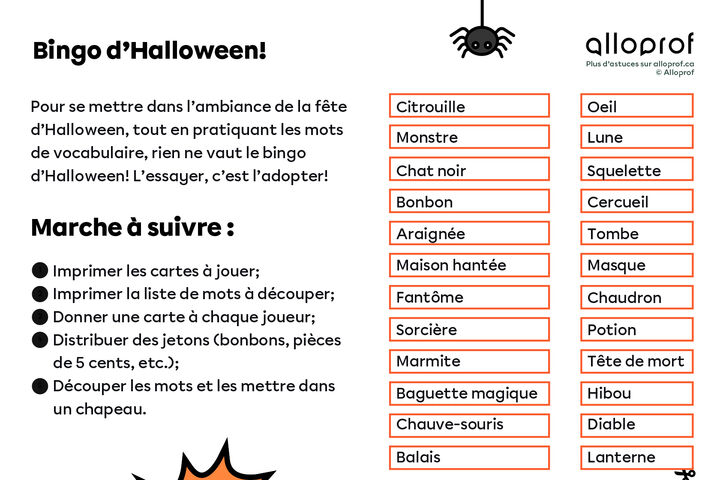 Jeu pédagogique : Bingo d’Halloween