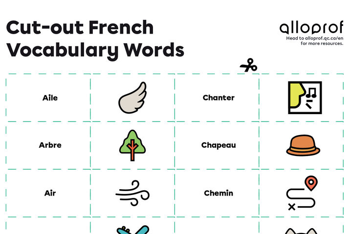 Cut-out French Vocabulary Words sneak peek